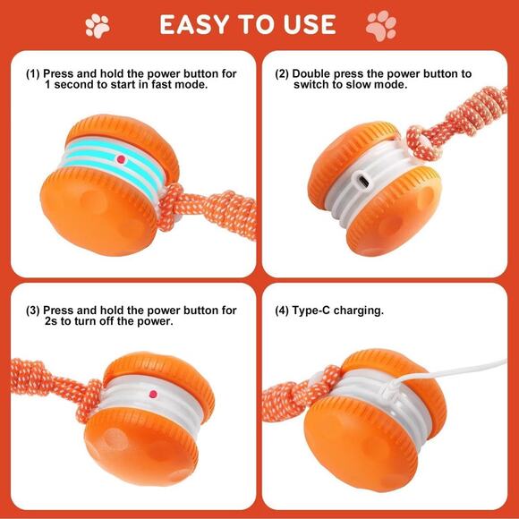 Attop Interactive Dog Toys, Random Path Automatic Moving and Rolling Dogs Toy - Picture 5 of 6
